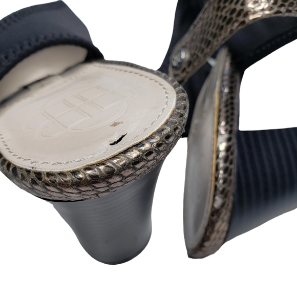 Dana Buchman | Black Fabric Retro Open Toe Block Heel Sling Back Heels Women's 6 - Picture 9 of 13